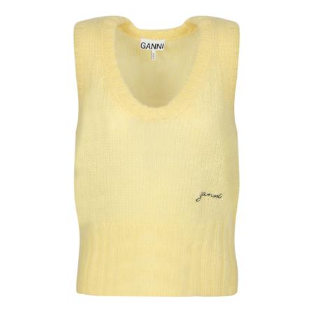 Ganni Knitted wool blend vest Gul, Dame Striktrøjer