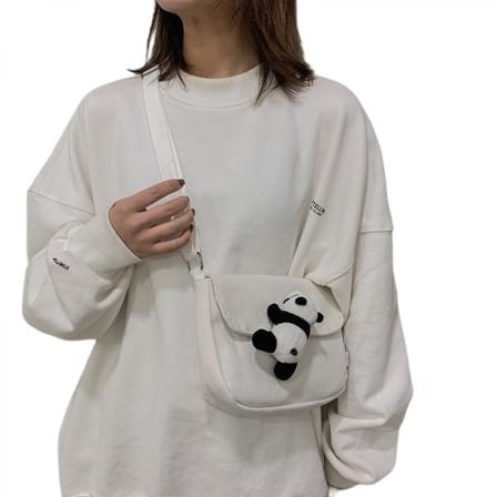 Muoti Söpö Panda Doll Yksinkertaiset Olkalaukut Naisten Söpö matkapuhelimen Messenger Bag (valkoinen)