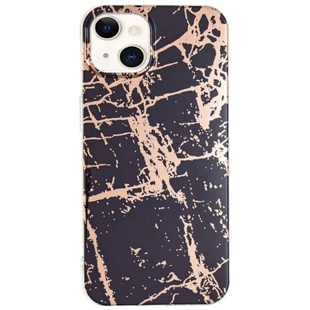 Marmormotiv iPhone 14 Plus skal - Svart/Guld