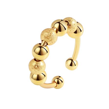 Anti-stressring Justerbar Med 7 Roterbara Pärlor Koppar Guld