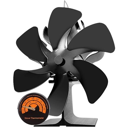 Vedovnsvifte, vedfyrt peisvifte, stor 6-blads vifte, miljøvennlige varmeforsynte peisvifter, stillegående for hjem, vedovner og peiser.