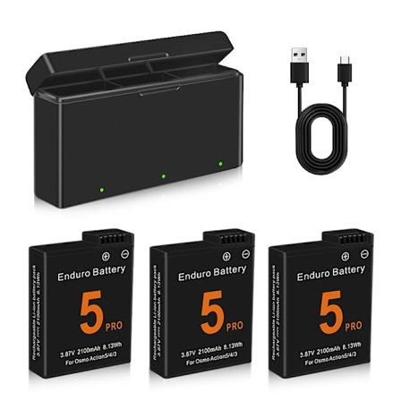 Batteri till DJI Osmo Action 5 Pro Action Kamera Batterier 3 Fack Snabbladdare 2100mah Batteri till Osmo 3 4 5 Pro Tillbehör