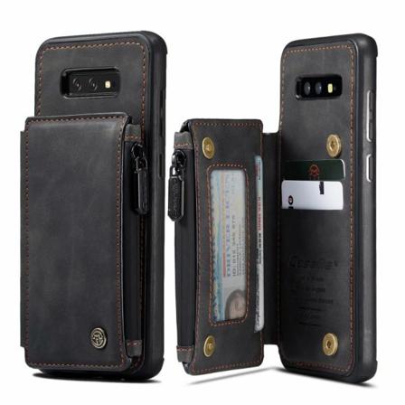Samsung S10e Skal Korthållare & Dragkedja 4-fack Caseme Flippr Svart