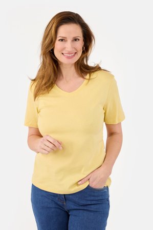 BRANDTEX - Kortærmet T-shirt - Gul - V-Hals