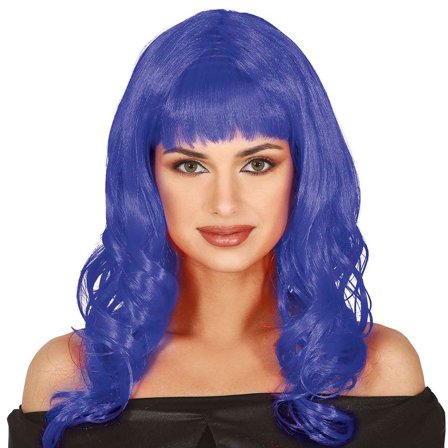 Blå Parykk med Krøller & Smell