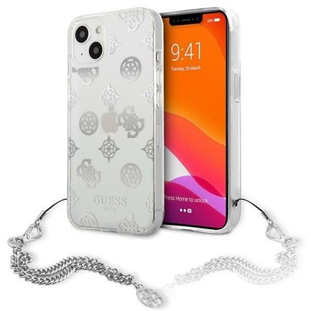 Guess GUHCP13SKPESI iPhone 13 mini 5,4" silver/silver hårda fodral Peony Chain Collection
