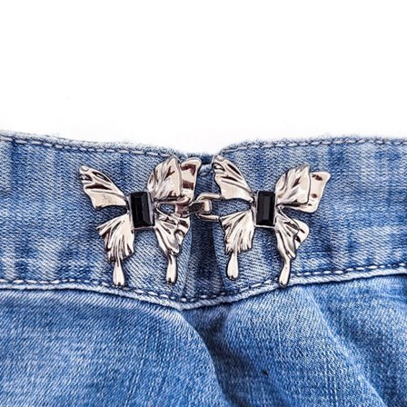 2 STK bukse midje strammer knappstifter SVART