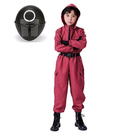 Xbi- Squid Game 2 Barnklær med Maske Clothes+mask