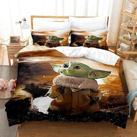 Mas4 Master Yoda 3D-printed Bedding Set Duvet Cover Pillowcase Kids Gift AU single 140x210cm