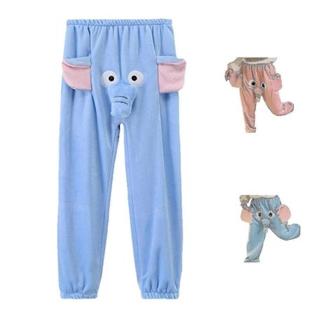 Hauskat Elefanttihousut Naiset Miehet Lounge-housut Koti Pehmo Pariskunta Pyjamahousut Lahja Poikaystävälle-Xin Sininen