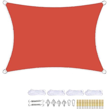 Premium 2x3m Rött Solsegel med Rep - UV-Blockerande Tak för Trädgårdar & Pooler