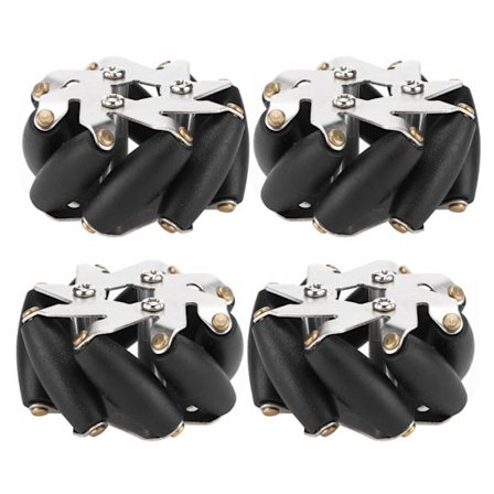 4 stk 48mm slitesterke stålmekanumhjulsett venstre og høyre hjul for robotbil 14209