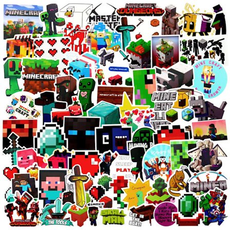 Minecraft-klistremerker, 100-pakning med Minecraft-klistremerker for bærbar PC, skateboard, gitar, bagasje, vannflaske