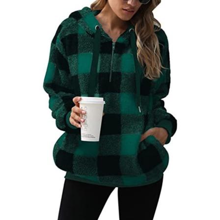 Damer Med Fickor Fleece Fuzzy Sweatshirt Coat Zipper Pullover