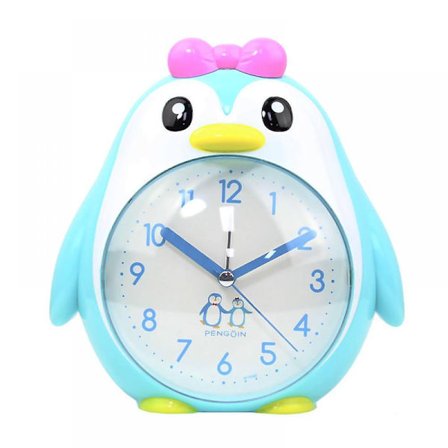 Cartoon Bow Penguin Alarm Clock Night Light, Student And Children's Alarm Clock, Home Decoration Desktop Clock (light Blue)