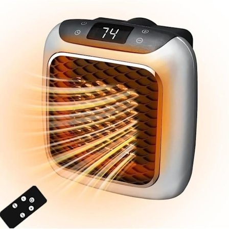Smart Mini Vægmonteret Varmeblæser, 800W Bærbar Elektrisk Varmelegeme med Justerbar Termostat og Timer, LED Display