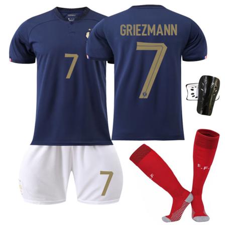 2022 Ranska koti MM-kisojen nro 10 Mbappe 19 Benzema 11 Dembele aikuisten pelipaita jalkapalloasu 22-23 France home game No. 7 #26