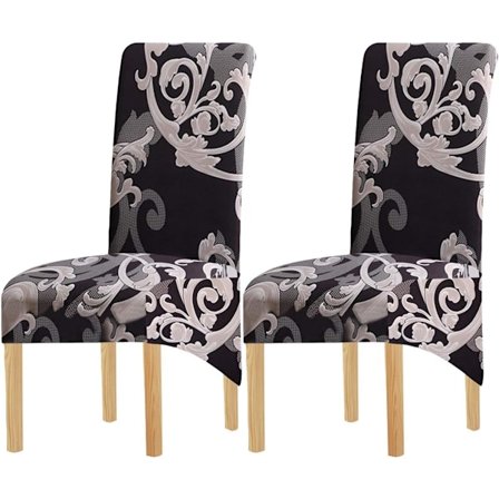 Stretchbar Stolsöverdrag i Tryckt Tyg, 2 Stora Elastiska Stolsöverdrag för Bröllop, Bankett och Festdekoration