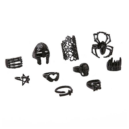 10 st Skeletor-prydnad Punk Öppna Ringar Spindel Finger Ringar Saker Tonårsflickor Ring Dekor