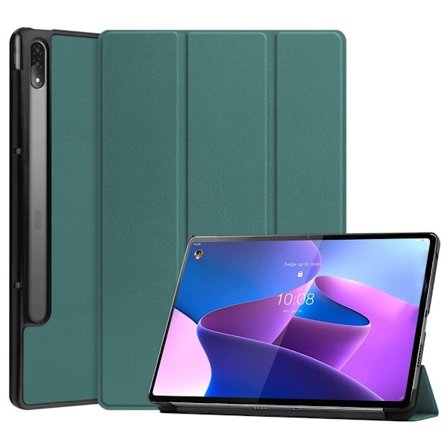 Lenovo Tab P12 Pro tri-fold flipomslag i læder - Grøn