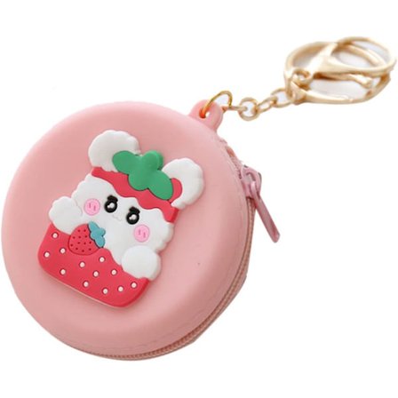 1 st rosa silikonmyntväska med dragkedja, söt present