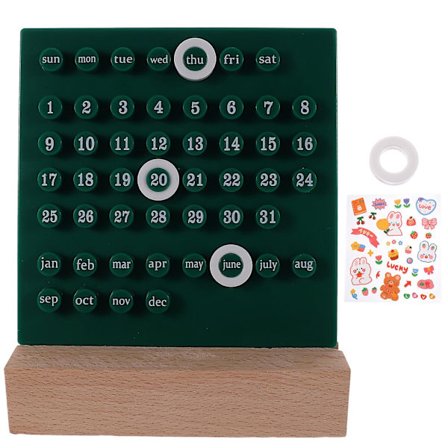 1 sæt dekorativ skrivebords kalender evig kalender aftagelig kontor kalender dekoration (18X13.5X3CM, grøn)