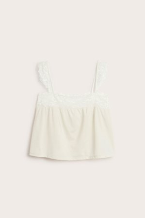 Kappahl | Koszulka z koronką Offwhite 3XL | Offwhite