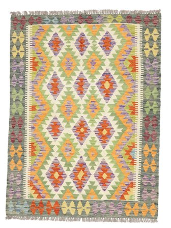 Hand Woven Kilim Afghan Old Style Rug 123X165 Orange/Yellow