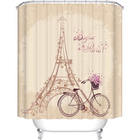 Romantisk Duschdraperi i Polyester med Eiffeltornet