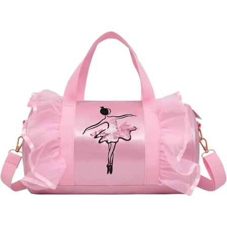 Tytt jen balettilaukku vaaleanpunainen olkalaukku crossbody urheilulaukku prinsessakeng t tanssiasut s ilytyskassi k silaukku Pink long yarn