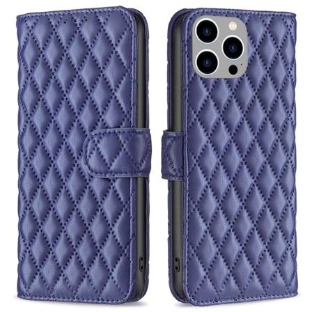 Rhombus mat iPhone 14 Pro Max flip etui - Blå Blue