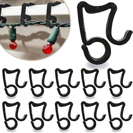 120 stk. tagrender lyskæder til udendørs belysning, sorte plastikholdere til udendørs belysning Yw1