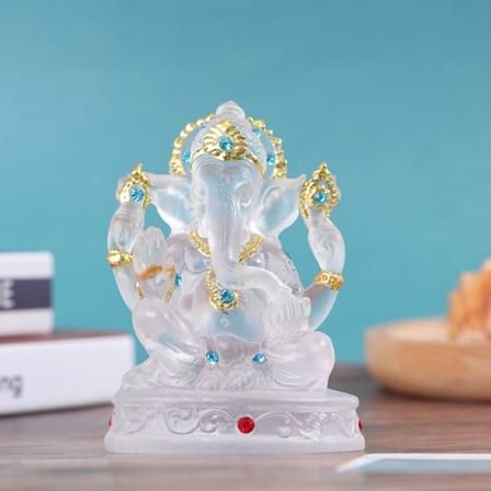IC Ganesh Hindu Elefant Gud av Lykke Staty Resin Transparent F