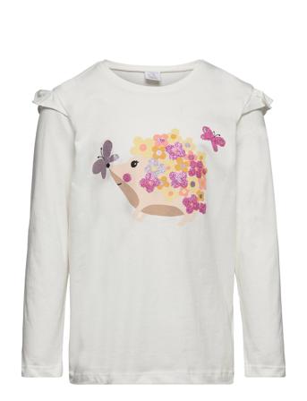 Top Frillprint And Sequinces T-shirts Long-sleeved T-shirts Hvit Lindex