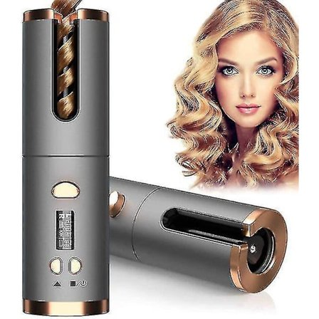 Wireless Automatic Hair Curler Rechargeable Rotating Curling Iron Led Display Temperature Adjustable