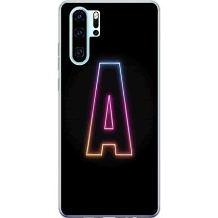 Kompatibelt Mobildeksel til Huawei Huawei P30 Pro Minimalistisk neonbokstav A i regnbuefarget lys mot svart bakgrunn i moderne typografisk stil