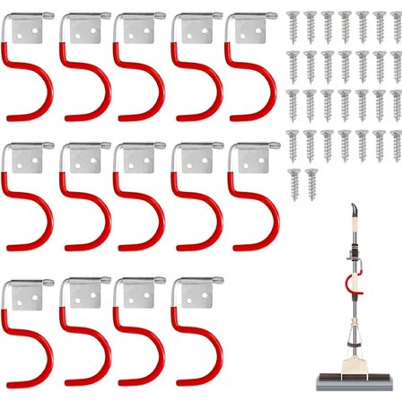 Værktøjskroge - 15-pak - Hængekroge - Ophængssystem til haveredskaber - Velegnet til garager, skure, havehytter eller studier