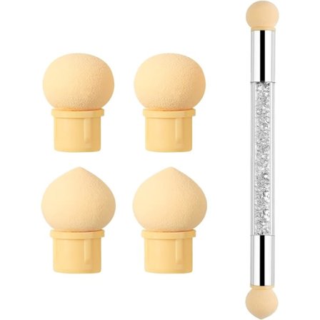 Negle Svampe til Ombre, Svampe Neglekunst Pensel, Dobbelt Hoved Ombre Negle Svampe med 4 Udskiftningshoveder, til Gradient Negle Design CDQ