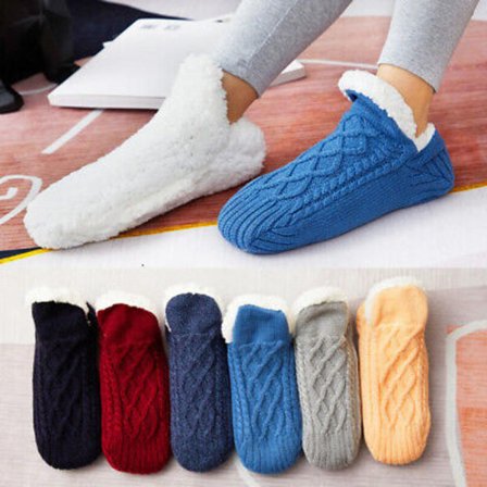 Womens Mens Slipper Winter Socks Fluffy NonSlip Warm Fleece Lined Cosy Bed Floor