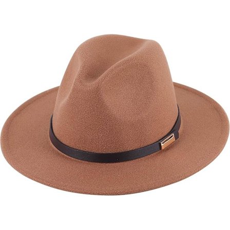 Dam Retro Bred Brätte Floppy Panama Hatt Bälte Spänne Ull Fedora Hatt