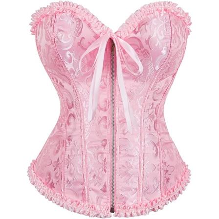 Kvinnors snörning benad överbyst korsett Bustier underkläder Pink XL