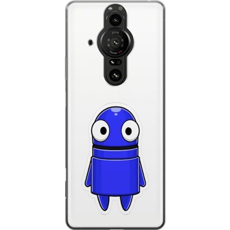 Kompatibel Mobilcover til Sony Sony Xperia Pro-I Blå tegnet karakter med store øjne og et venligt udtryk i minimalistisk design