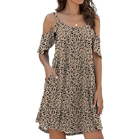 Kvinders sommer casual spaghetti tank kjole off shoulder plisseret ærme kjole