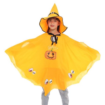 Børne Halloween Kappe til Småbørn Drenge Piger Græskar Spøgelse Kappe Gul