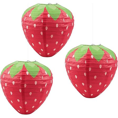3 stk. Meget forfriskende jordbær papirlanterner til fødselsdag, bryllup, baby shower gave
