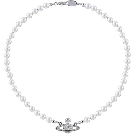 Rhinestone Faux Planet Saturn Pearl Necklace For Women Jewelry