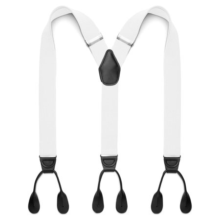 Brede Hvide Seler m. Stropper til Knapper til mænd - Seler m. Stropper til knapper