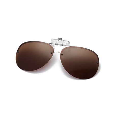 Clip-on Pilot-aurinkolasit, joissa on UV400-suoja ja ruskeat linssit