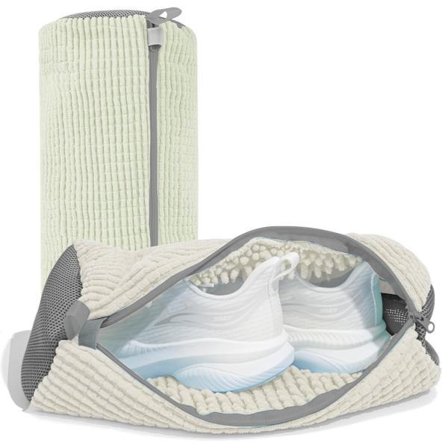 2 stk. Skovaskemaskinepose, vaskemaskine- og tørretumblerpose til sko, genanvendelig skorengøringspose til sneakers, mikrofiber interiør hvid