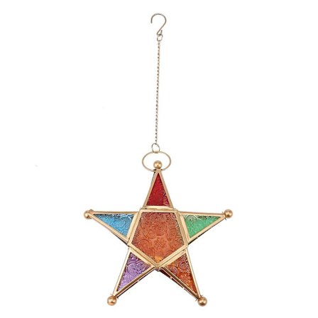 Multifarvet glasstjerne votiv te lys lanterne lysestager hængende belysning lanterne bryllup fødselsdagspar